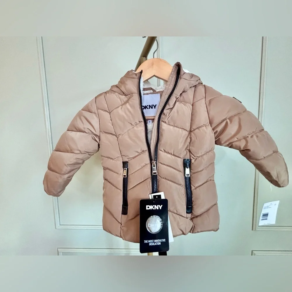 *NWT* 2T DKNY Tan Puffer Jacket for Kids MSRP $110